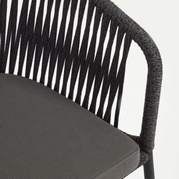 Yanet chair in black rope and galvanized steel legs