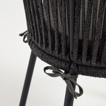 Yanet chair in black rope and galvanized steel legs