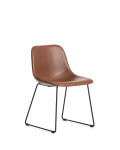 Zahara chair in brown polyurethane with steel legs finished in black FSC 100%