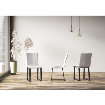 Chairs - Baffy chair with anthracite legs and white cushion 01 (Tecno type)
