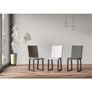 Chairs - Baffy chair with anthracite legs and white cushion 01 (Tecno type)