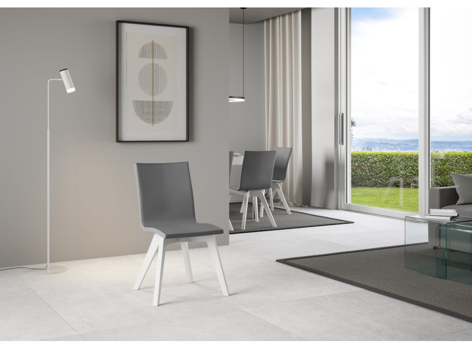 Chairs - Trudy chair with white legs and grey cushion 11