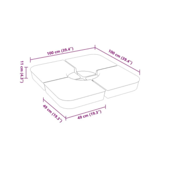 4-Piece Umbrella Base Set with 100kg PP Cross Support