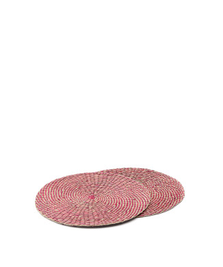 Set of 2 red seagrass placemats Ø 38 cm