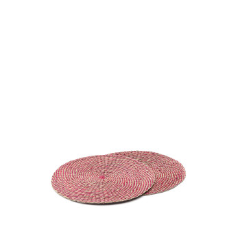 Set of 2 red seagrass placemats Ø 38 cm