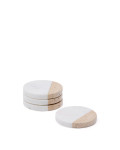 Set of 4 Nivol coasters in black and white marble and travertine