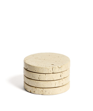 Set of 4 Zera beige marble coasters