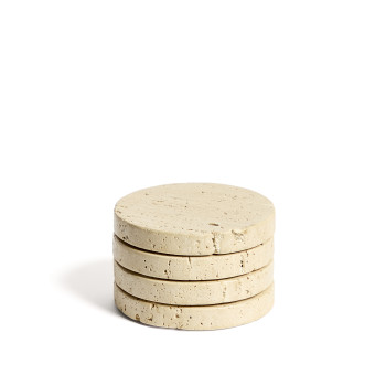 Set of 4 Zera beige marble coasters