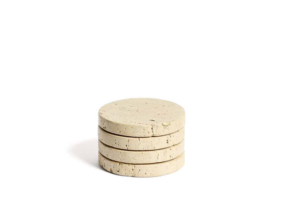 Set of 4 Zera beige marble coasters
