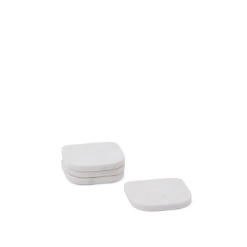 Set of 4 Zera white marble coasters