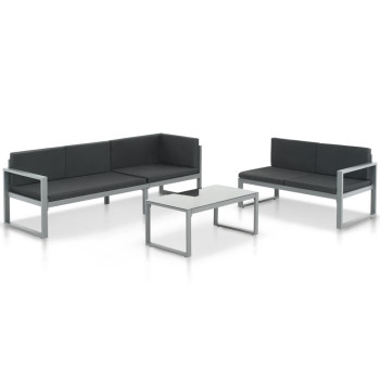 3 Piece Garden Sofa Set with Black Aluminum Cushions