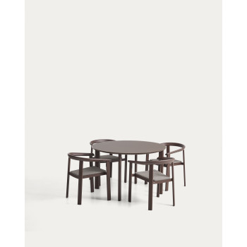 Erice set consisting of 4 stackable aluminum and rope chairs and an aluminum and tempered glass table