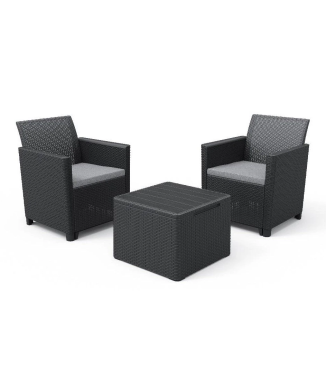 KETER CLAIRE BALCONY SET Garden Coffee Table and 2 Armchairs