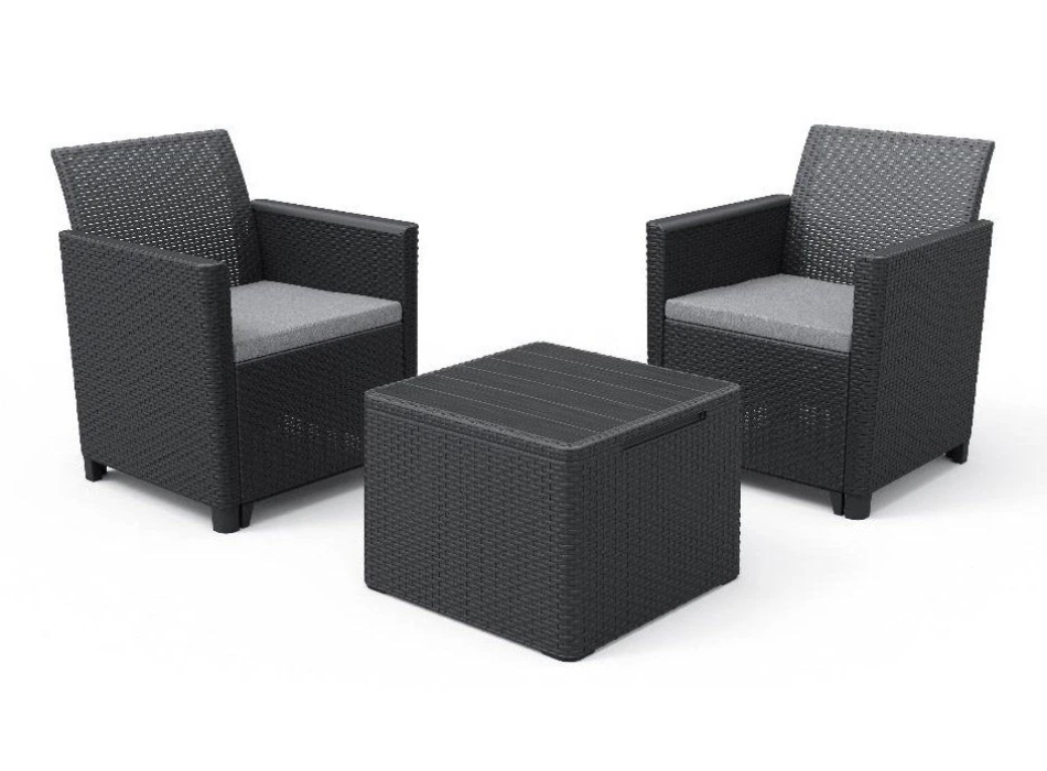 KETER CLAIRE BALCONY SET Garden Coffee Table and 2 Armchairs