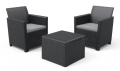 KETER CLAIRE BALCONY SET Garden Coffee Table and 2 Armchairs