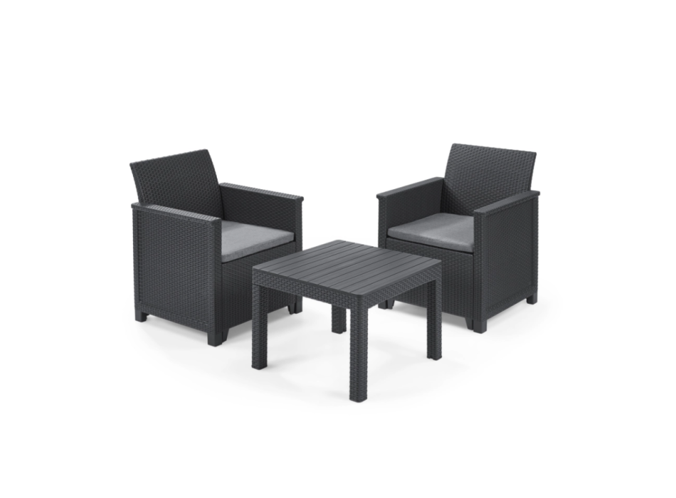 KETER Emma Balcony Set Coffee Table and 2 Armchairs