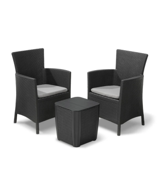 KETER IOWA BALCONY SET Garden Coffee Table and 2 Armchairs