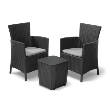 KETER IOWA BALCONY SET Garden Coffee Table and 2 Armchairs