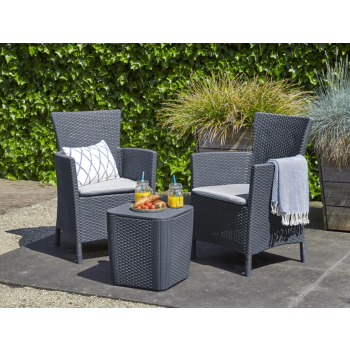 KETER IOWA BALCONY SET Garden Coffee Table and 2 Armchairs
