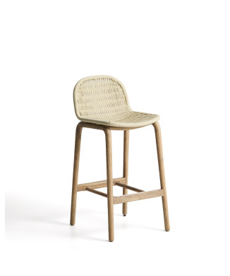 Alipa stool in solid acacia wood and rope