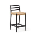 Analy stool with solid oak backrest with black finish and 7 cm rope seat
