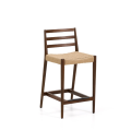 Analy stool with solid oak backrest with walnut finish and rope seat, 65 cm, FSC 100%