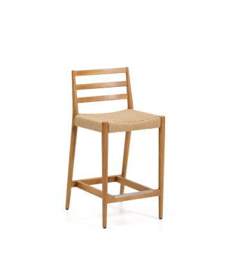 Analy stool with solid oak backrest, natural tone finish and 65 cm FSC 100% rope seat.