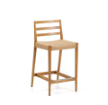 Analy stool with solid oak backrest, natural tone finish and 65 cm FSC 100% rope seat.