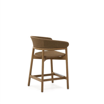 Arinella stool in solid acacia wood with natural finish and beige rope 65 cm FSC 100%