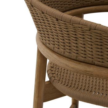 Arinella stool in solid acacia wood with natural finish and beige rope 65 cm FSC 100%