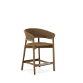 Arinella stool in solid acacia wood with natural finish and beige rope 65 cm FSC 100%