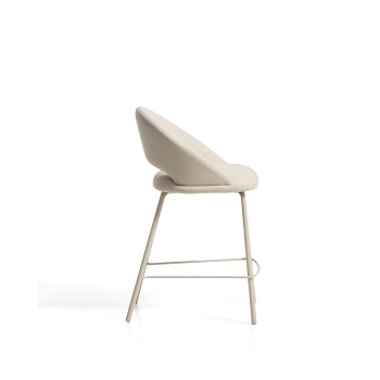 Bonali stool in beige chenille with beige metal legs FSC Mix Credit 65 cm