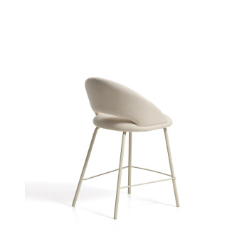 Bonali stool in beige chenille with beige metal legs FSC Mix Credit 65 cm