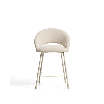 Bonali stool in beige chenille with beige metal legs FSC Mix Credit 65 cm