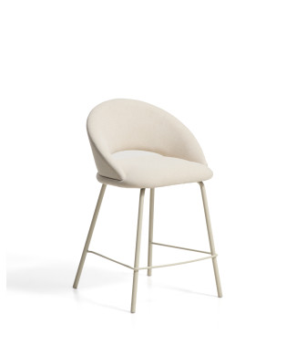 Bonali stool in beige chenille with beige metal legs FSC Mix Credit 65 cm