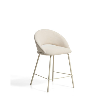 Bonali stool in beige chenille with beige metal legs FSC Mix Credit 65 cm