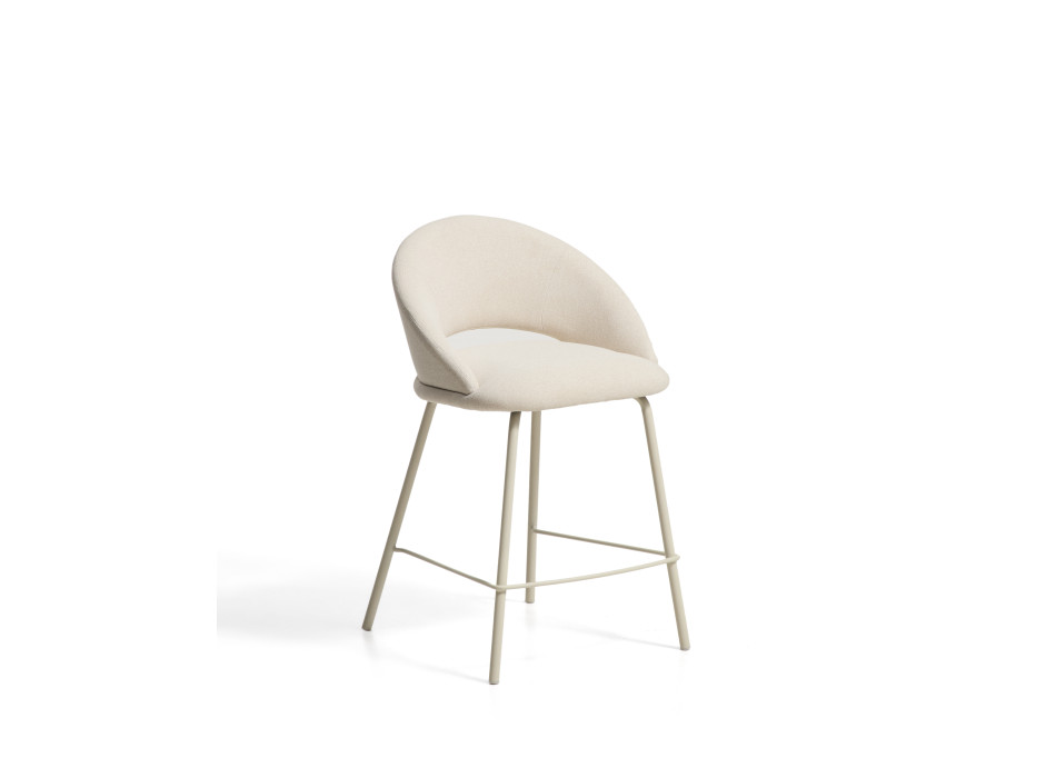 Bonali stool in beige chenille with beige metal legs FSC Mix Credit 65 cm