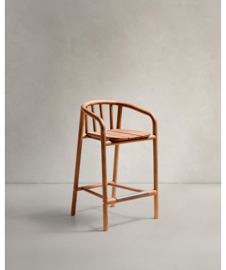 Turqueta outdoor stool in 100% FSC solid teak wood, height 65 cm