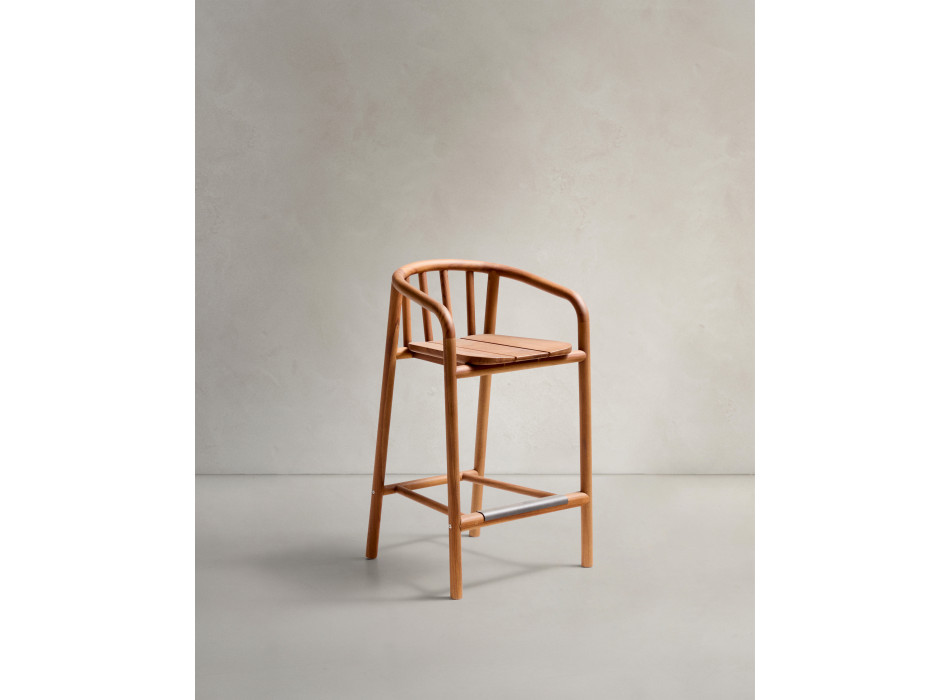 Turqueta outdoor stool in 100% FSC solid teak wood, height 65 cm