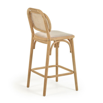 Doriane stool, solid oak wood, natural finish, padded seat, 65cm, FSC Mix Credit