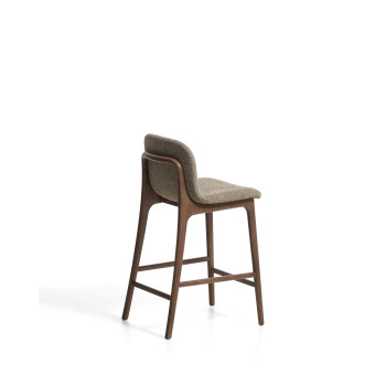 Elnor stool in brown chenille with solid oak legs in walnut finish 65 cm