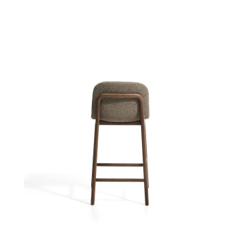 Elnor stool in brown chenille with solid oak legs in walnut finish 65 cm