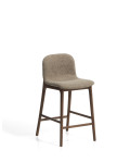 Elnor stool in brown chenille with solid oak legs in walnut finish 65 cm