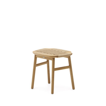 Enit stool in beige paper rope and solid oak wood with a natural finish, 43 cm, FSC Mix Credit