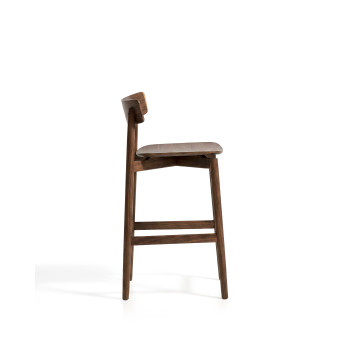 Evera stool with oak veneer backrest with finish
