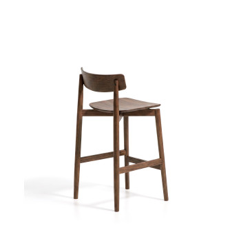Evera stool with oak veneer backrest with finish