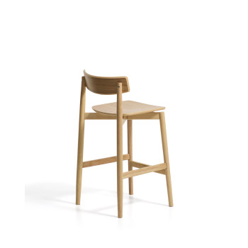 Evera stool with oak veneer backrest with finish
