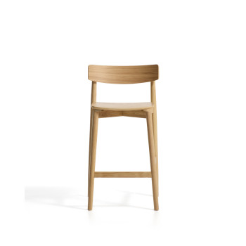 Evera stool with oak veneer backrest with finish