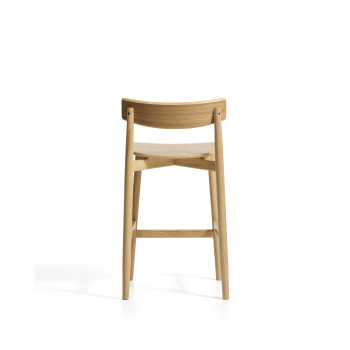 Evera stool with oak veneer backrest with finish