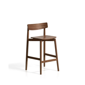 Evera stool with oak veneer backrest with finish